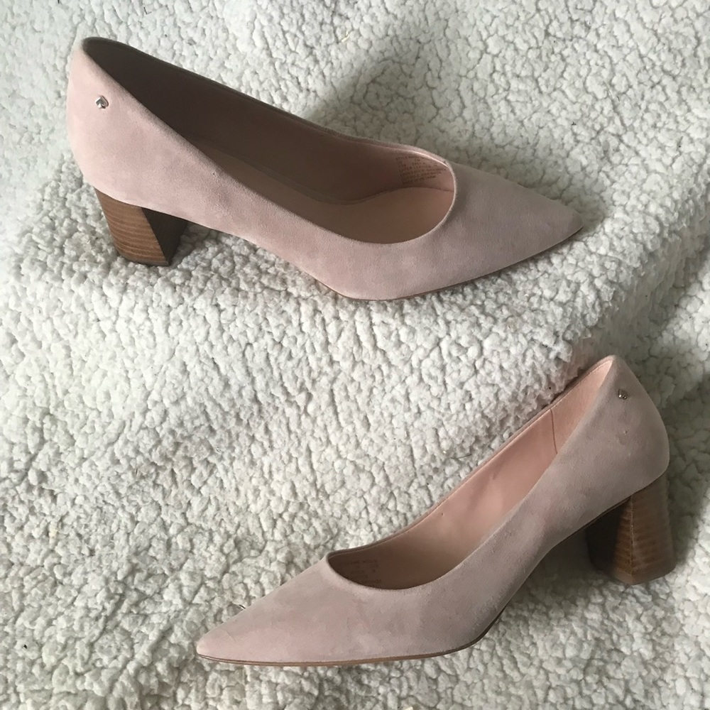 Kate Spade Rose Smoke Moulin Pink Suede Pointed Heel Shoes Size 7.5B